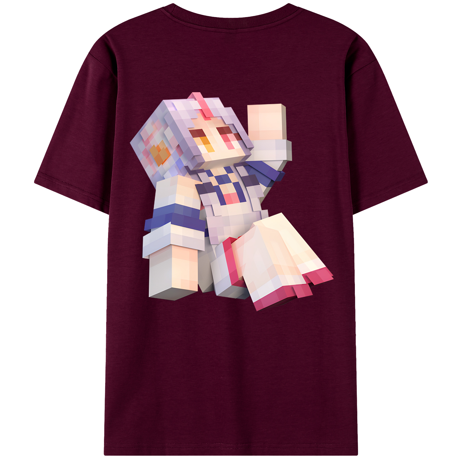 （画像用） マインクラフト ブロックの世界 Minecraft MC Block world レディース半袖Tシャツ(バックプリント)